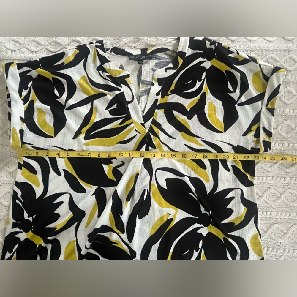 Fred David Stylish Black and Lime Short Sleeve Women's Blouse Size XL - Picture 15 of 16